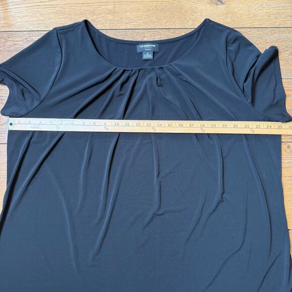 Liz Claiborne Career Woman Black Short Sleeve Top 3X Liquid Knit Short Sleeve - Picture 6 of 7
